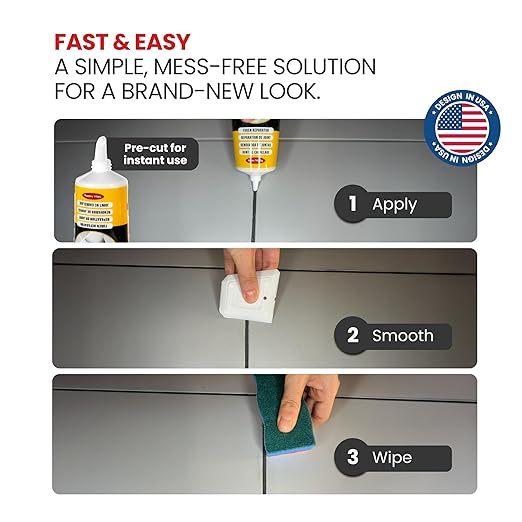 Grout Repair Kit – Anthracite Tile Grout Filler 8.8 oz, Ready Mixed, Fast-Drying Tile Adhesive for Bathroom, Shower & Floor Tiles – Includes Spatula