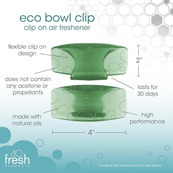 Fresh Products Eco Bowl Clip 2.0 Toilet Bowl Air Freshener, Cucumber Melon Scent, 4 Clips