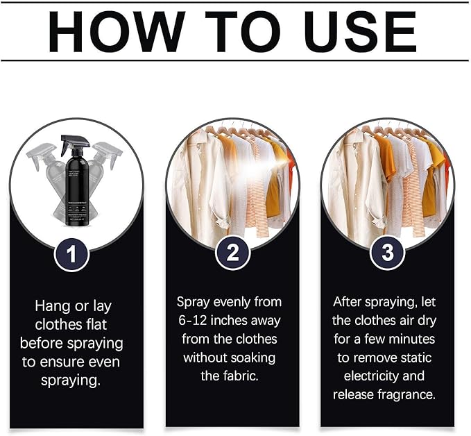 Fabric Refresher Spray for Clothes – Long-Lasting Fresh Scent, Quick Deodorizing & Anti-Static Formula – Easy Clothing Freshening Mist for Daily Wear & Travel
