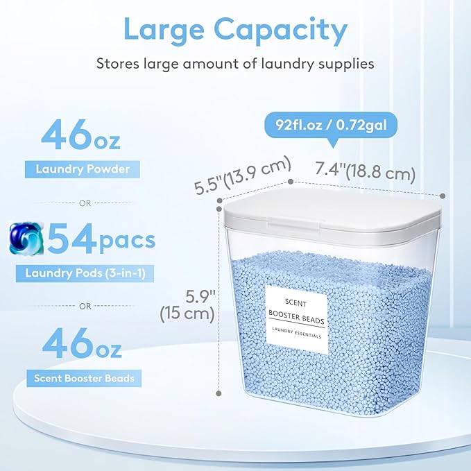Lifewit Laundry Pods Container with Pop-up Lid, Laundry Room Organization, Dryer Sheet Holder for Washing Powder Scent Booster Beads, 2700 ml/0.72gal,4 Pcs