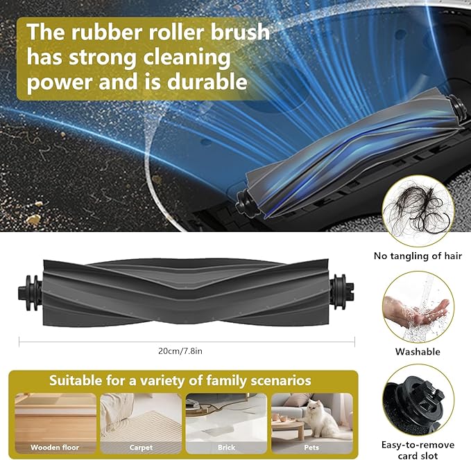 L20 Ultra/L20 Ultra Complete/L30 Ultra/L30 Ultra Complete Replacement Parts for Dreame Vacuum Cleaner, Accessory Kit: 2 Main Brushes, 6 Side Brushes, 4 HEPA Filters, 6 Dust Bags, 8 Wipes-Yivy 28PCS