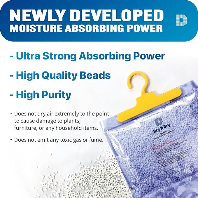 Dry & Dry [35 Packs [Net 7 Oz/Pack] Premium Hanging Moisture Absorber to Control Excess Moisture for Basements, Closets, Bathrooms, Laundry Rooms. - Moisture Absorbers