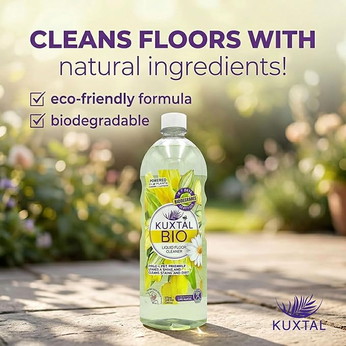 KUXTAL Eco-Friendly Floor Cleaner 3 Pack – Plant-Based Biodegradable Multi-Surface Cleaner for Wood, Tile & Hard Floors, Safe for Pets & Family, Effective Cleaning, Floral Scent, 27.7 fl oz Each