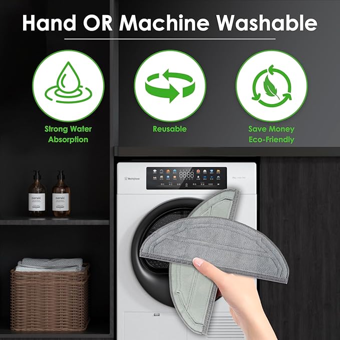 (4 Pack) Q10S5, Q10S5+ Mop Pads Compatible with Roborock Q10 S5/ Q10 S5+ Robot Vacuum Cleaner, Washable Mop Cloth Accessories Kit, Q10S5/ Q10S5+ Mop Pad Refill, Replacement Parts