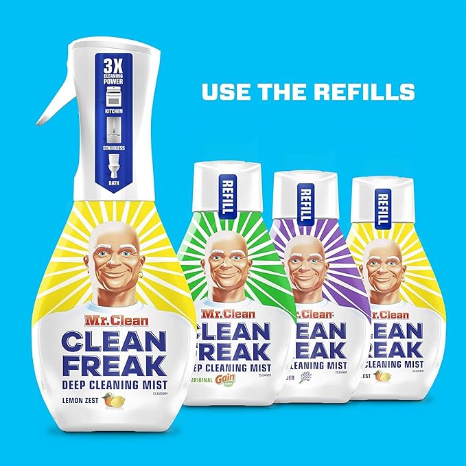 Mr. Clean Freak Deep Cleaning Mist Multi-Surface Spray Lavender Bundle, 1 Starter + 1 Refill