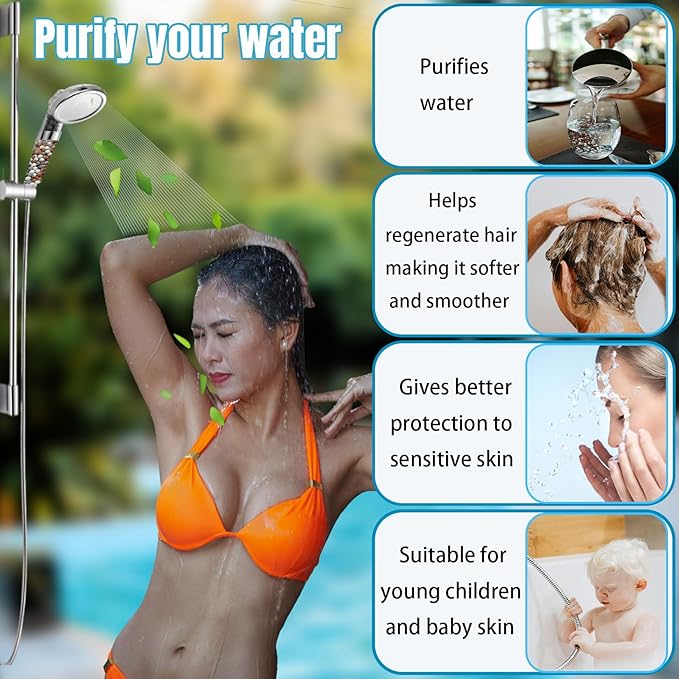 Shower Head Beads Refills, 200g Mineral Replacement for Hard Water - Ionic Filter Balls, Water Softener for Skin & Hair Care, Compatible Beaded Filter Unit (Orange, Gray, White)