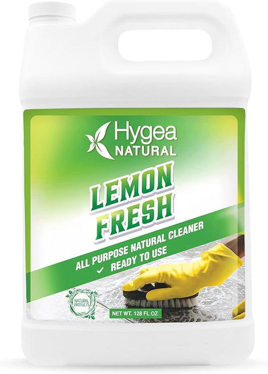 Hygea Natural Lemon Fresh All Purpose Cleaner - Multi-Surface & Floor Cleaner - Removes Soil, Dirt & Grease - Wet Gloss Finish - pH-Neutral & Ammonia Free (128oz Gallon)