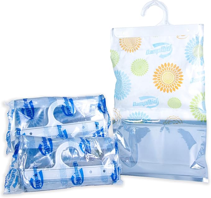 DampRid Hanging Bag, Moisture Absorber, Pack of 3 (16 oz. ea.), 3 Pack, Blue