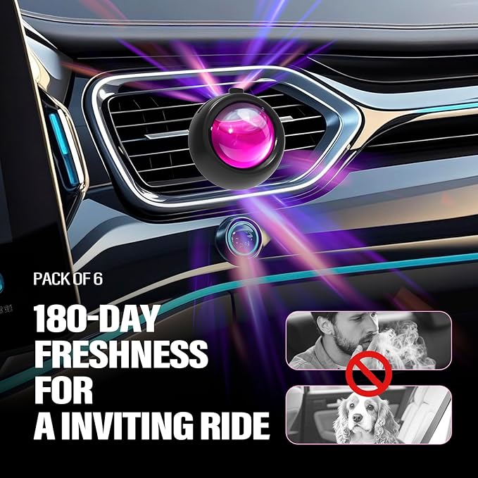 Car Air Freshener Vent Clips, Peach Scent, 6 Pack, Long Lasting Scent Up to 180 Days