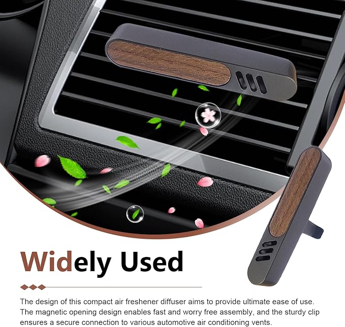 2 PCS Car Air Freshener Diffuser, Natural Wood and Metal Scent Diffuser & Odor Eliminator, Decorative Vent Clip for Car Interior, Universal for Most Cars (Multicolored)