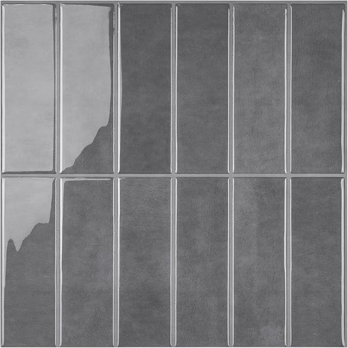 Peel and Stick Tile，New Upgrade Thicker Design Self Adhesive 12" x 12" Large Premium Peel and Stick Backsplash for Kitchen (Grey).