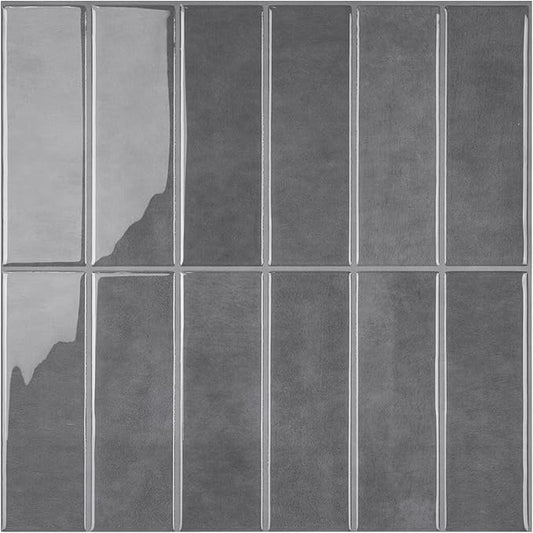 Peel and Stick Tile，New Upgrade Thicker Design Self Adhesive 12" x 12" Large Premium Peel and Stick Backsplash for Kitchen (Grey).