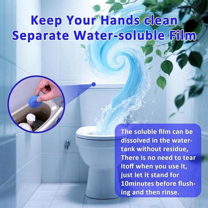 Toilet Bowl Cleaner Tablets, Automatic Septic-Safe Tank Cleaner Fast-Dissolving, Easy-to-Use & Powerful Cleaning (12)