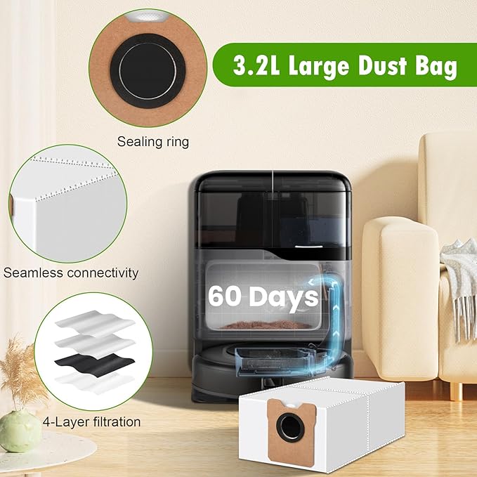 26 Pack Replacement Accessories Compatible with eufy Vacuum Omni C20, 2 Mainbrush 4 Filter 6 Dust Bags 6 Mop Pads 6 Sidebrush 1 Cleaning Brush 1 Screwdriver
