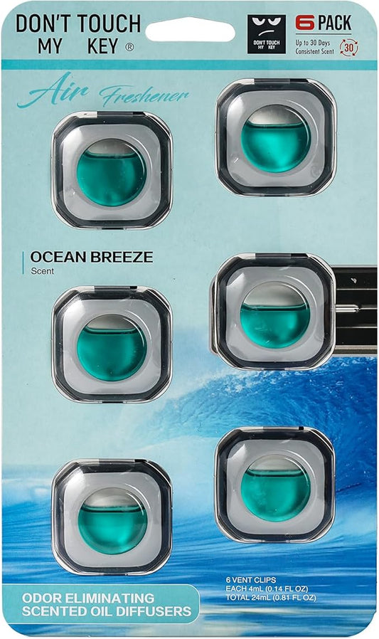 Car Air Freshener Vent Clip 6 Pack 4ml Each Up to 180 Days Long Lasting Scent Odor Eliminator for Women Men(Ocean Breeze)