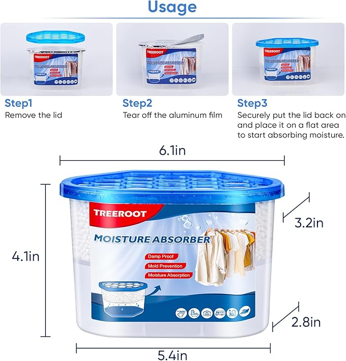 14 Pack Moisture Absorbers, 14 OZ Humidity Absorber Bucket, Moisture Absorbers for Closet, Dehumidifier Bucket for Wardrobes, Kitchens and Bathrooms, Fragrance Free Humidity Absorber