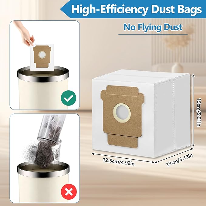 12 Pack 105 Vacuum Bags Compatible with iRobot Roomba 105 Vac, 104/105 Combo,Plus 405/505 Combo,705 Max Vac, Large Capacity Disposable Replacement Bags