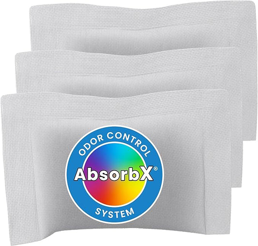 iTouchless Official Trash Can Deodorizer AbsorbX 3-Pack All Natural Activated Charcoal Odor Absorber Stops Garbage Smells, Air Freshener Compost Bin Filter for 8 Gal & Larger Trashcan with Compartment