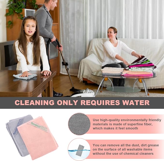 Enviro Cleaning Cloth Set, Quality Replacement for Norwex Enviro Cloth, Basic Package Cleaning Cloth. for Cleaning Home, Car, Bar, Hotel Office. Only Water is Needed to Complete The Cleaning