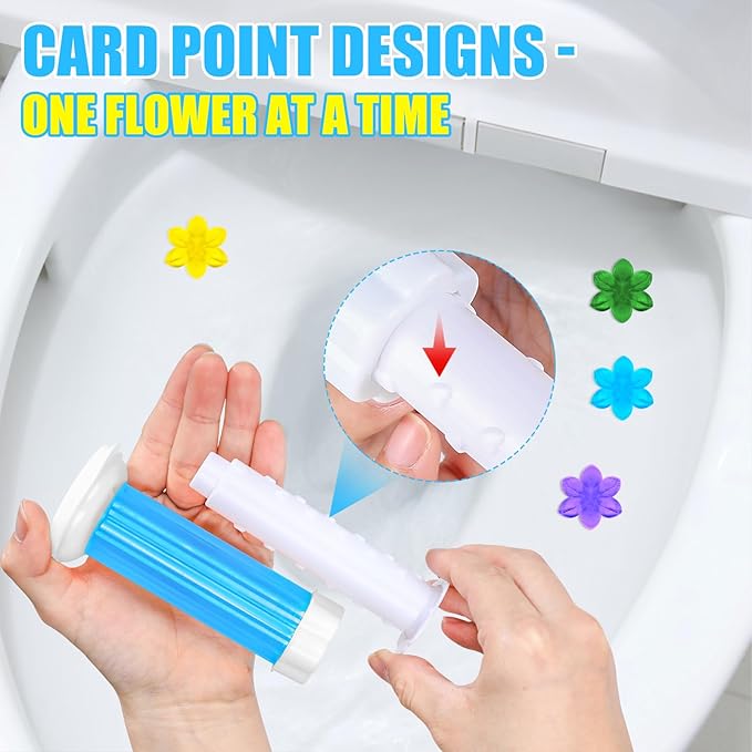 16 Pack Toilet Gel Stamp, 192 Stamps 6 Kinds Of Scent Toilet Bowl Cleaner Gel, Long-Lasting Flowers Shaped Bathroom Freshener, Keeps Toilet Fresh Fragrant and Clean