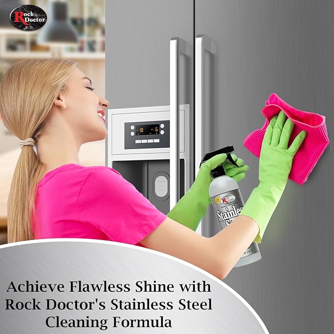 Rock Doctor Stainless Steel Cleaner and Polish, Streak-Free Cleaning Solution for Chrome and Aluminium, Stainless Appliance Cleaner, Stainless Steel Cooktop Cleaner, 24 oz. Spray Bottle, Pack of 1