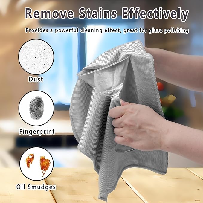 6 Pack Glass Cleaning Cloth Microfiber Cleaning Cloth for Window Eveglass Jewelry Lens (Gray)