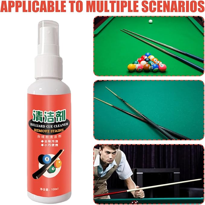 Billiard Cue Cleaner - 100ml Cleaning Stain Remover | Portable Pool Cue Cleaner for Billiards - for Players Enthusiasts Beginners Home Club Daily Travel Party