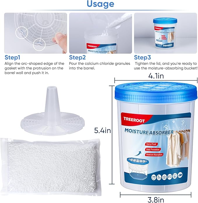 6 Pack 18OZ Refillable Moisture Absorbers, Humidity Absorber Bucket, Moisture Absorbers for Closet, Dehumidifier Bucket for Wardrobes、 Kitchens and Bathrooms, Fragrance Free Humidity Absorber