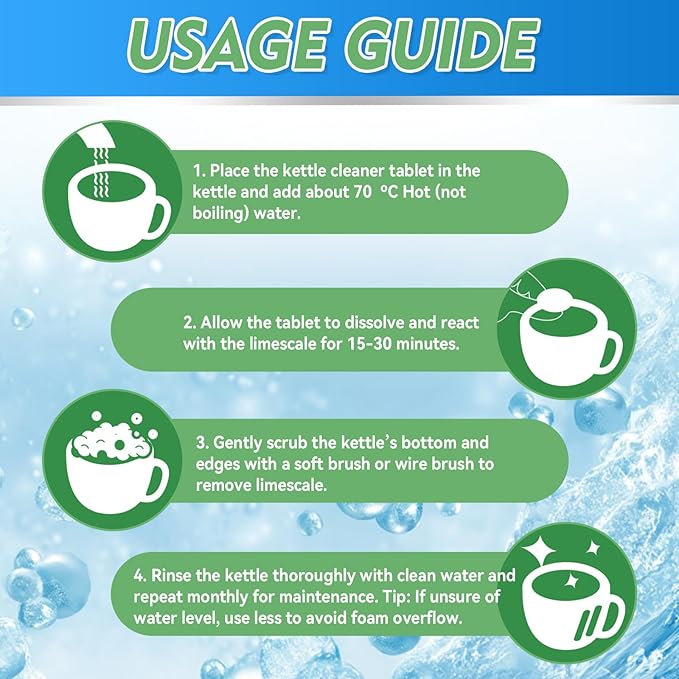 Kettle Descaler Tablet, 20 Pack Kettle Cleaner Removes Hard Water Buildup, Efficient Citric Acid for Cleaning, Limescale Remover Tablet For Kettles, Coffee Machines, Shower Heads (20)