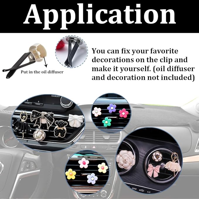 Dianrui 40PCS Black Square Head Car Vent Clips, 9mm Auto Air Conditioner Outlet, Air Freshener for Car Office Home