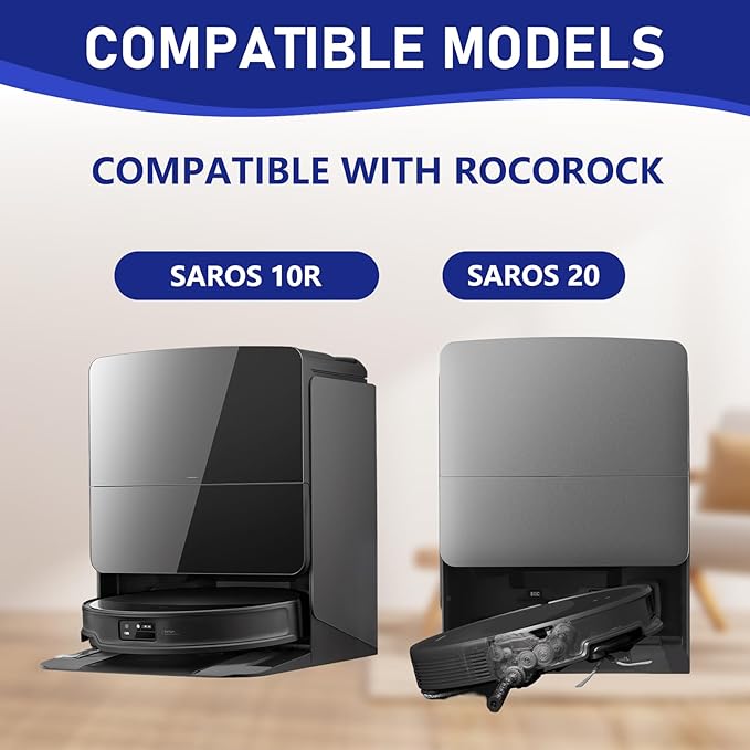25 PCS Saros 10R Accessories Kit Compatible with Roborock Saros 10R / Saros 20 Robot Vacuum,6 Activated Carbon Dust Bags,1 Set Main Brush, 4 HEPA Filters, 6 Mop Pads, 6 Side Brushes