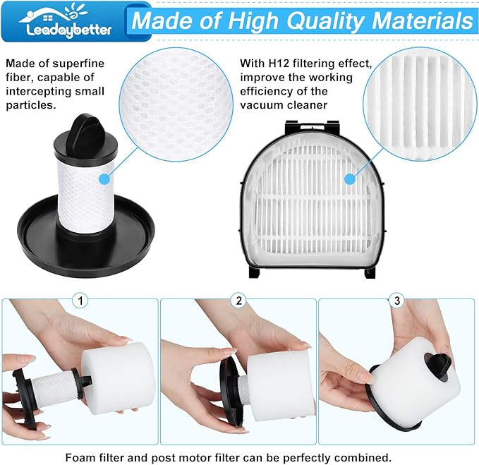 Leadaybetter Filter Replacement for Shark LZ600 LZ601 LZ602 LZ602C APEX UpLight Lift-Away DuoClean Vacuum Cleaner, 2 Post HEPA & 2 Pre Motor Filters 4 Foam Filters, Part # XHFFC600 & XFFLZ600
