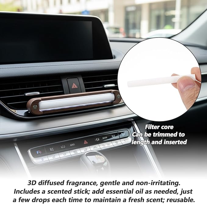 2Pcs Wood Car Air Freshener Perfume Vent Clip Car Perfume Diffuser with 8 Essential Oil Sticks Interior Car Vent Diffuser Clips For Cars Office Kitchen Bathroom Accessories