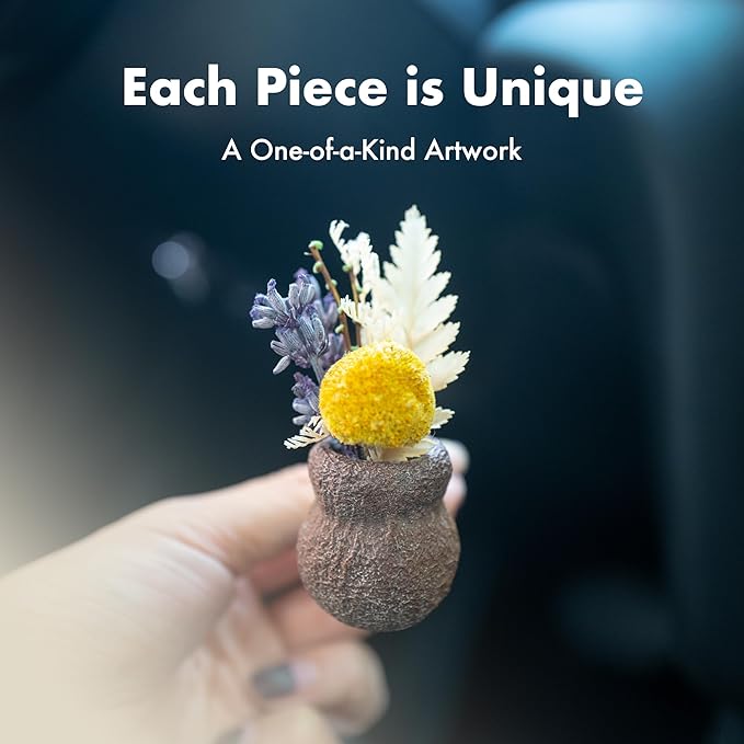 Mini Dried Flowers Car Vent Clips, Natural Car Air Freshener Non-Toxic, Cute Dashboard Decorations, Gifts for Plant Lovers (A+C, Unscented)