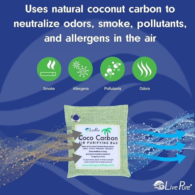LivePure Natural Cococarbon Air Purifying Bag Value Pack - Mint