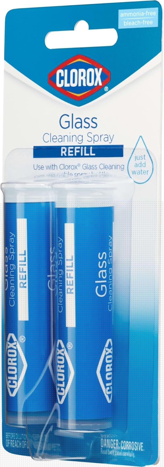 Clorox Glass Cleaner Refills Glass Cleaning System for Mirrors and Window Cleaning, 2 Count