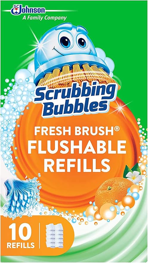 Scrubbing Bubbles Fresh Brush Flushable Refill Pads for Toilet Cleaning System, Citrus Action Scent, Toilet & Toilet Bowl Cleaner, 10 CT Refill Pads/Pack (Pack of 1)