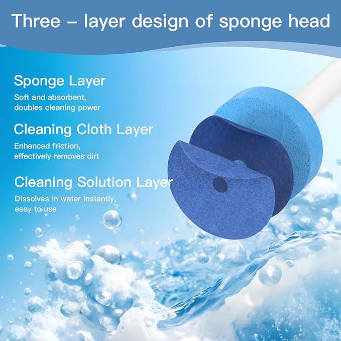 Disposable Toilet Brush with 32 Refill Heads and Holder- Clean Brush Starter Kit with 1 Toilet Wand, 1 Storage Caddy and 1 Fragrant Tablet (1 + 32)