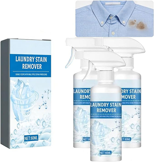 Clothing Emulsifier Stain Remover Spray, Powerful Laundry Spot Cleaner with Anti-Static Guard, Non-Ionic Active Enzyme Formula for Clothes, Sweat & Grass Dirt Removal (3pcs)