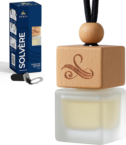 Solvere Diffuser with Vent Clip | Strong Automotive Freshener Long Lasting | Powerful Car Fresheners for Men with Odour Eliminating Technology | Luxury Air Freshener by Perfa
