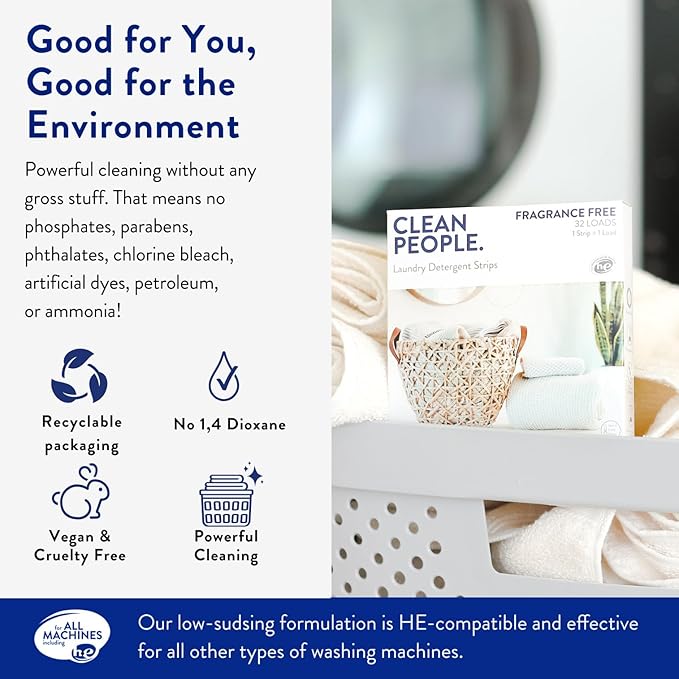 The Clean People Laundry Detergent Sheets - Laundry Soap - Ultra Concentrated, Recyclable Packaging, Stain Fighting - Lavender, 192 Pack