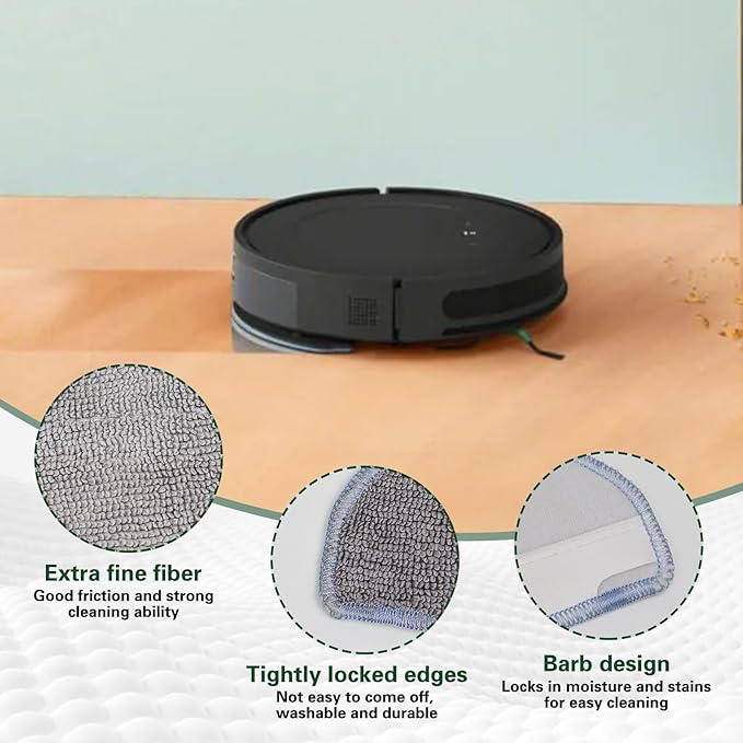 6 Pack Mop Cloth Compatible with iRobot Roomba Combo Essential Y0140 Y0110 Y0540 Q0520, 105/104 Combo Robot Vacuum Cleaner, Microfiber Washable Mop Pad Replacement Accessories Parts