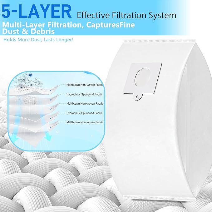 18 Pack 53292 Type Q/C Vacuum Bags,5-Layer HEPA Filter Dust Bags Compatible with Kenmore Canister Vacuum Cleaners 81214, 81414, 81714, 21814 BC2005,BC3005,200/400/600/700/800 Series