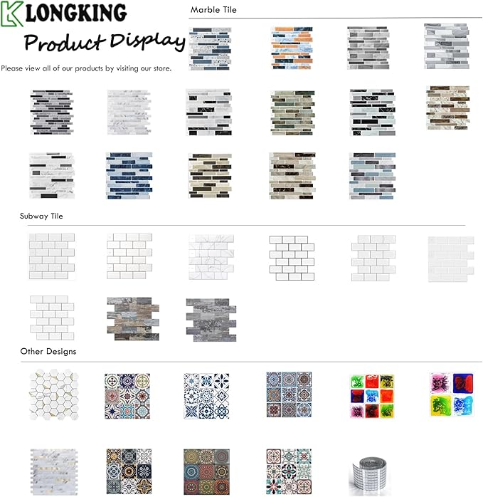 LONGKING 10-Sheet Brown Peel and Stick Backsplash Tile for Kitchen, Vinyl 3D Self-Adhesive Tile Stickers for Kitchen, Bathroom, Counter Top