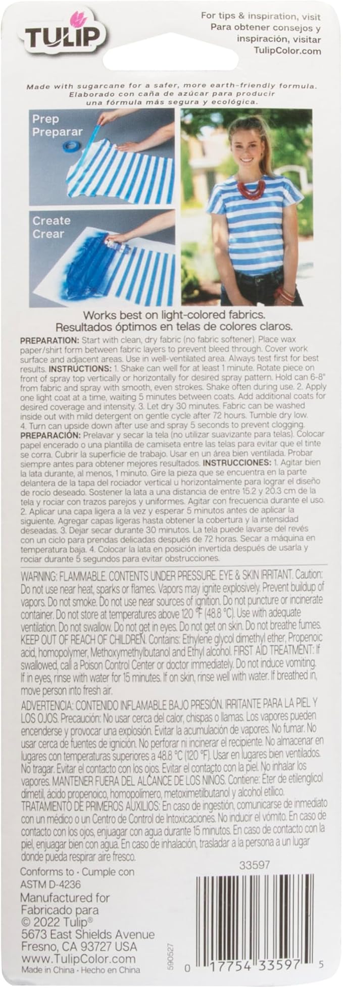Tulip ColorShot Instant Fabric Spray Paint, Permanent Color Spray-On Fabric Paint, 3oz, Red