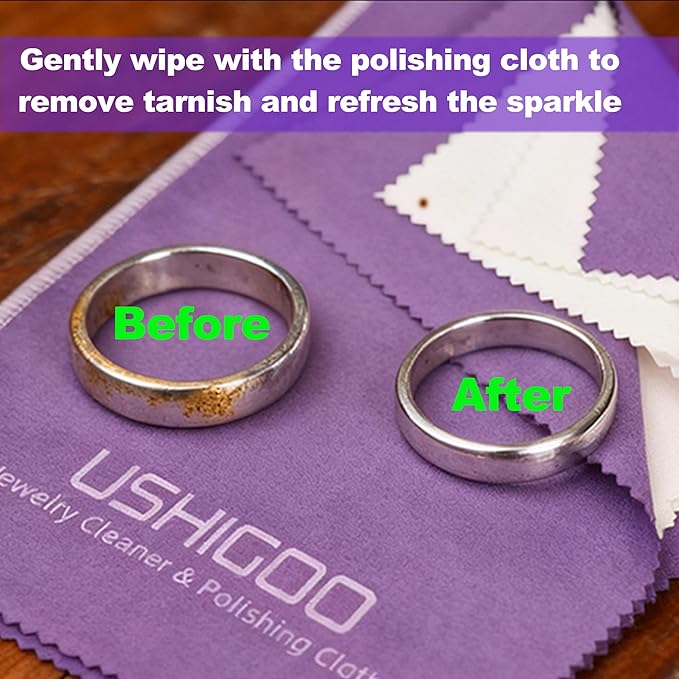 Jewelry Cleaning & Polishing Cloth,2Pcs Sterling Silver Gold Platinum Tarnish Remover,Non-Toxic Eco Friendly,Jewelry Cleaner Cloth for Ring,Earring,Watch and Coins Care-Gray