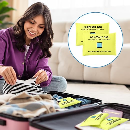 15 Pack 200 g Rechargeable Desiccant Packs Silica Gel Desiccant Moisture Absorbing Bag for Storage Reusable Car Dehumidifier Bag Bin Indicating Silica Gel Packet for Home (6 x 3.5 Inches)