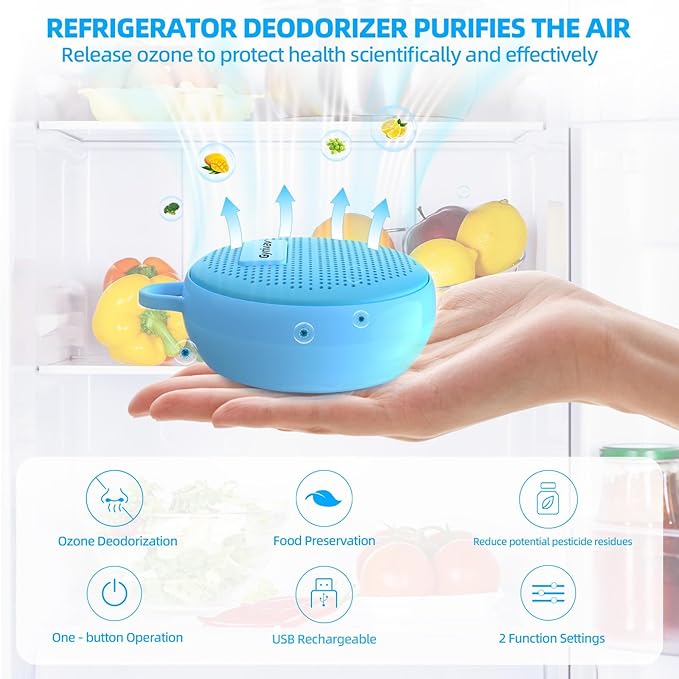 Refrigerator Deodorizer,Fridge Deodorizer Long Lasting Odor Eliminator for Fridge,Kitchen Gadgets Charcoal Air Purifier Odor Eliminator for Closet, Blue