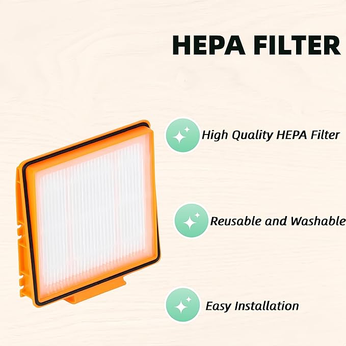 5-Pack Replacement HEPA Filter for Shark EZ AI Series Vacuum AV2501S AV2501AE AV2810WA RV2502AE RV2520AOUS AV2510AOUS AV2820S Part Fit # RVFFK950 (5)