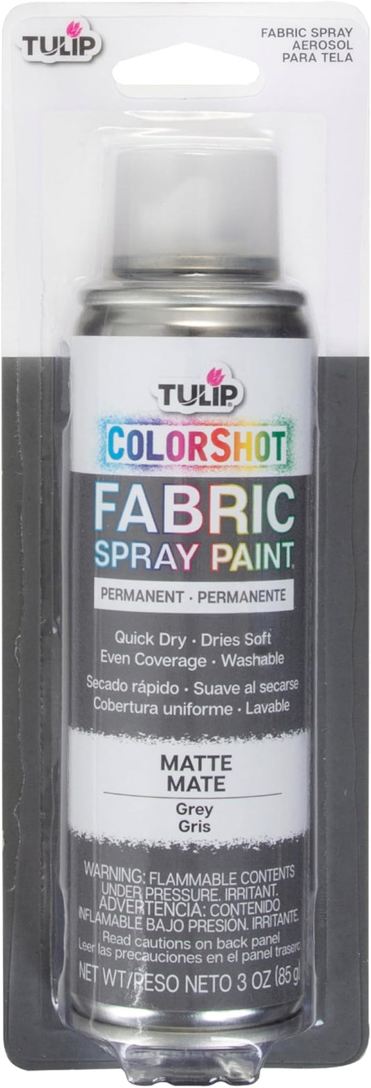 Tulip ColorShot Instant Fabric Spray Paint, Permanent Color Spray-On Fabric Paint, 3oz, Gray